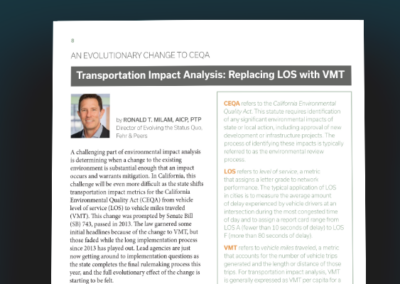 Transportation Impact Analysis: Replacing LOS with VMT