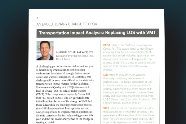 Transportation Impact Analysis: Replacing LOS with VMT