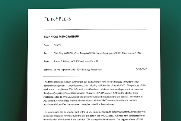 TDM Strategies Technical Memorandum