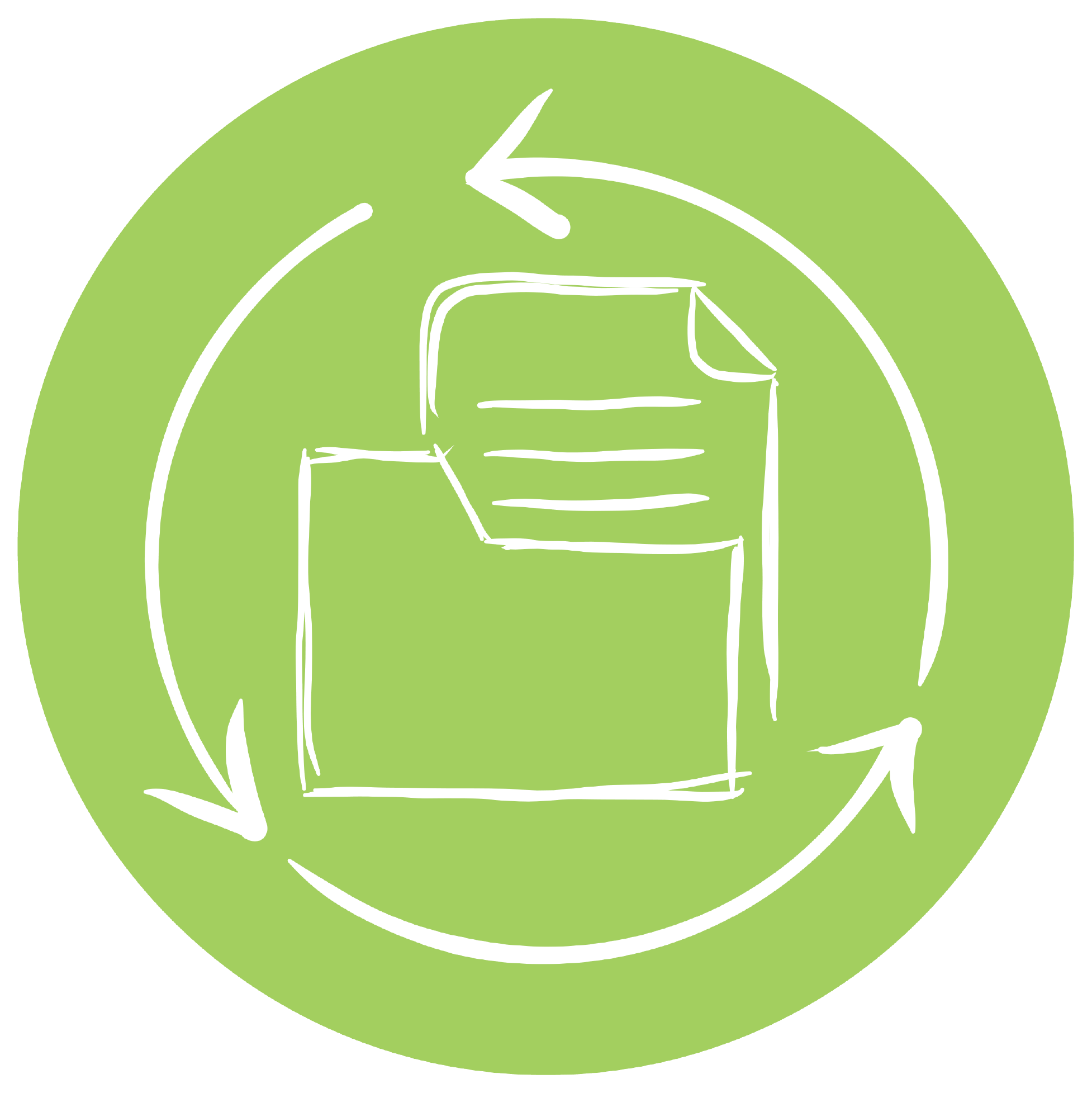 Cycle icon with document in circle