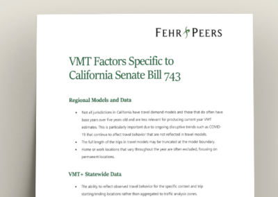 VMT Factors Specific to California Senate Bill 743