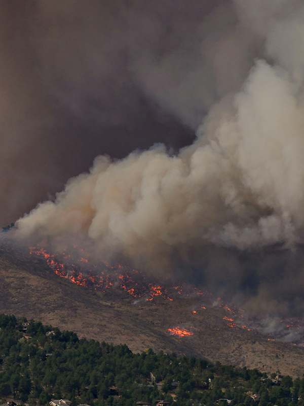 Wildfire Evacuation & CEQA Header - post - april 2025 Wildfire coming down the mountain