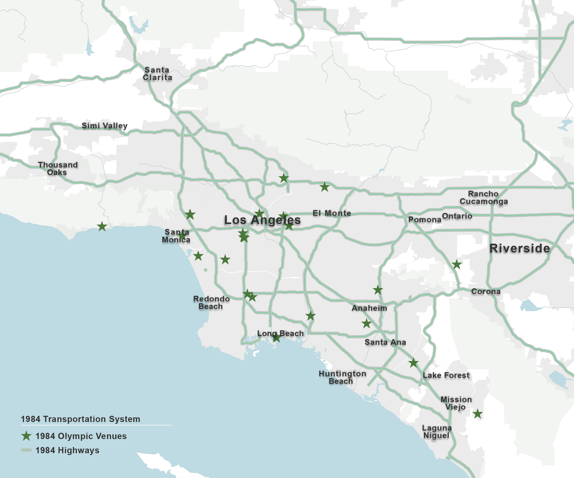1984 LA transportation system around Olympic venues 1984 LA transportation system around Olympic venues