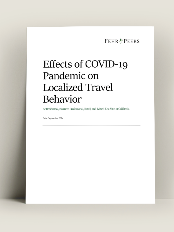 Cover for the Effects of Covid-19 Pandemic on Localized Travel Behavior article, Sept 2024