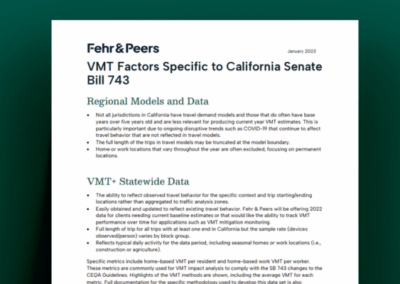 VMT Factors Specific to California Senate Bill 743