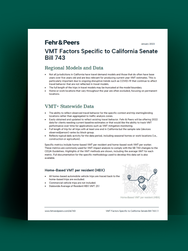VMT Factors Specific to SB 743