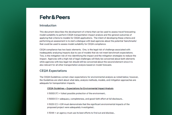 Model Assessment Criteria for CEQA