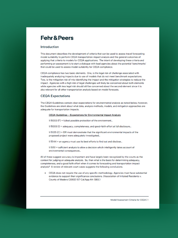 Model Assessment Criteria for CEQA