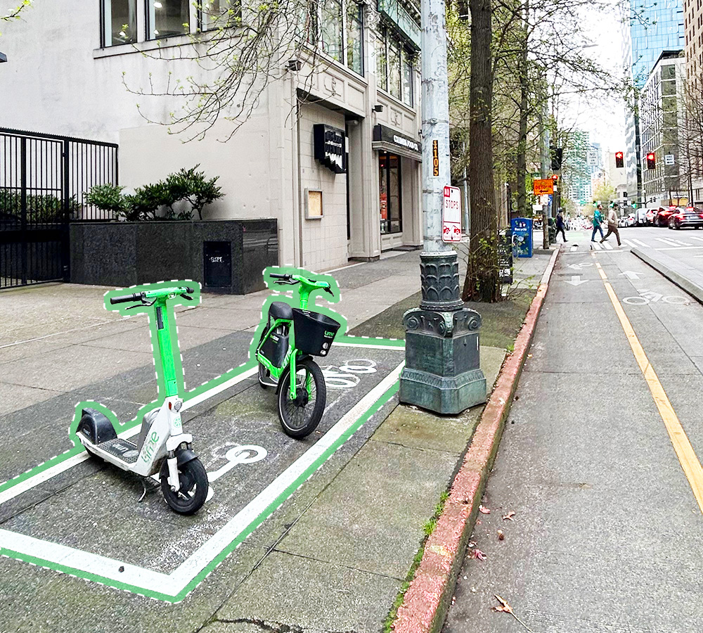 An example of the final SDOT parking corral design.