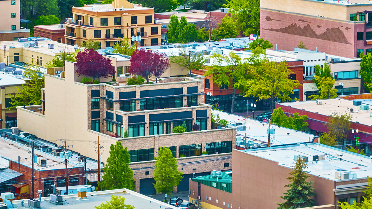 aerial of mixed use development